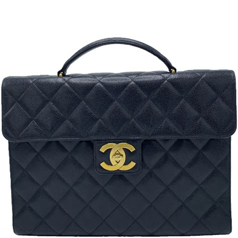 Chanel Black Quilted Leather Vintage Briefcase Chanel Tlc