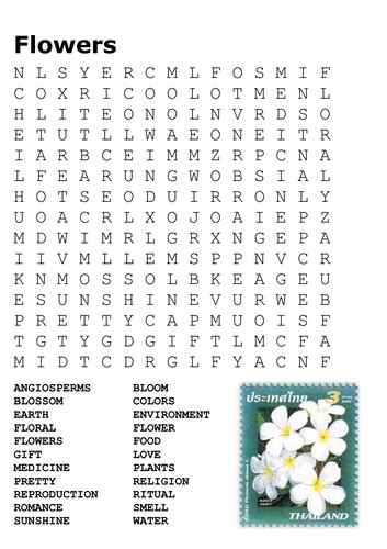 Flowers Word Search Teaching Resources