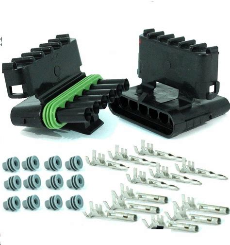 Weather Pack 1 2 3 4 Or 6 Pin Connector Kit 5 Sets 12 16 Awg Wire