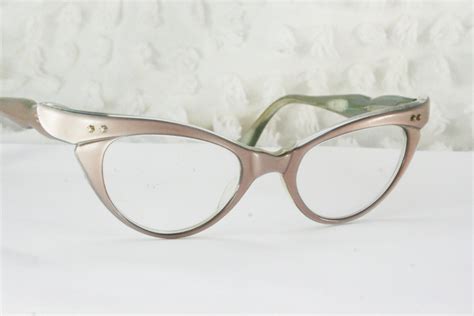 Vintage 50s Cat Eye Glasses 1950s Eyeglasses Tan By Diaeyewear