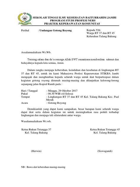 Contoh surat undangan setengah resmi kerja bakti. Contoh Surat Undangan Gotong Royong Rt - Berbagi Contoh Surat