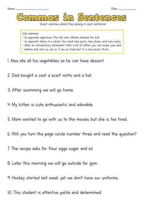 12 Best Images of Free Printable Comma Worksheets - Comma Worksheets ...