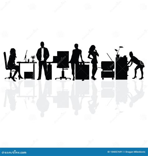 People Silhouette In Office Illustration Stock Vector Illustration Of