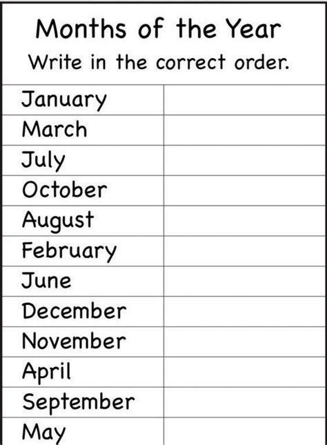 A year is divided into 12 months in the gregorian calendar. Months of the Year online worksheet