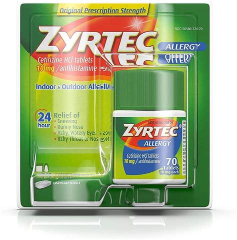 Zyrtec Allergy Relief 10 Mg 70 Tablets