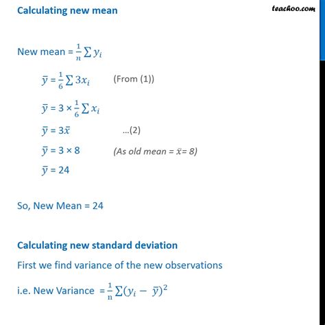 In these studies, the standard deviation (sd) and the estimated standard error of the mean (sem) are used to present the characteristics of. Misc 3 - Mean, standard deviation of six observations are 8, 4