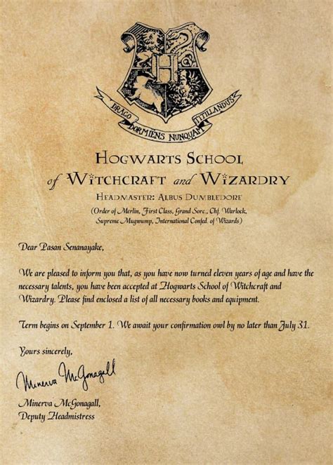 Harry Potter Acceptance Letter Template Wallpaper Site