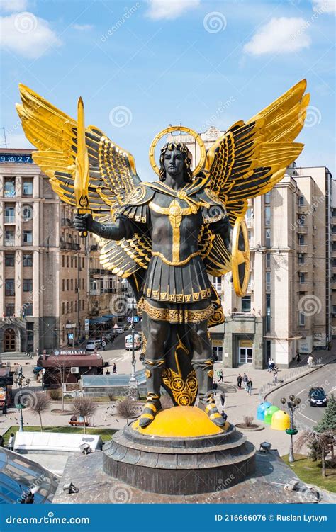 Statue Of Saint Michael The Archangel Patron Of Kyiv In Independence