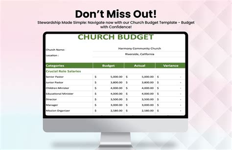 Sample Church Budget Template In Gdocslink Ms Word Pages Numbers