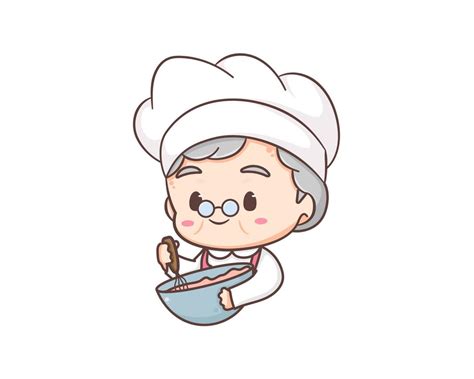 Linda Caricatura De La Abuela Chef Arte Vectorial Del Logotipo De Cocina De La Abuela Concepto