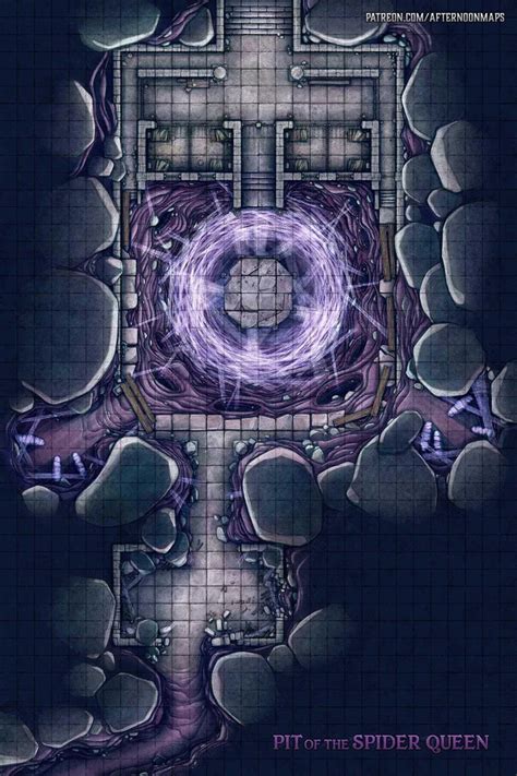 Pit Of The Spider Queen Battle Map Underdark Drow Themed Mini Dungeon Battlemaps Fantasy