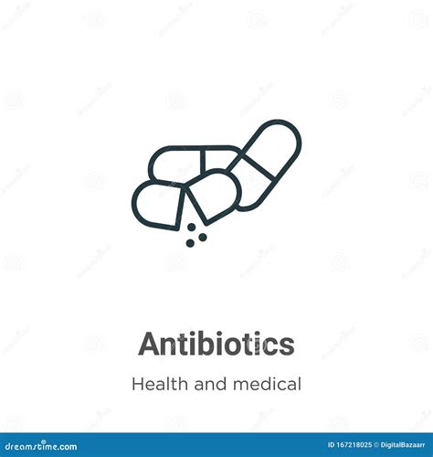 Antibiotics Outline Vector Icon Thin Line Black Antibiotics Icon Flat