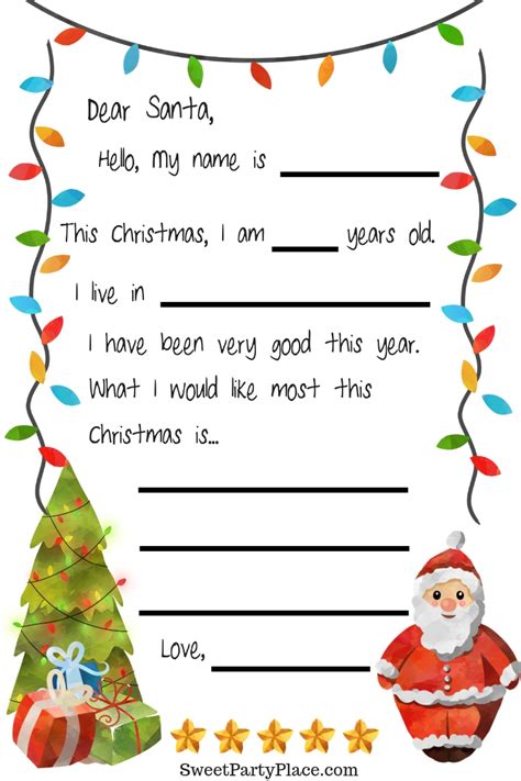 Childrens Letter To Santa Claus Printable Keepsake Sweet Party Place