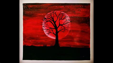 Blood Moon Acrylic Painting For Beginners Step By Step Youtube
