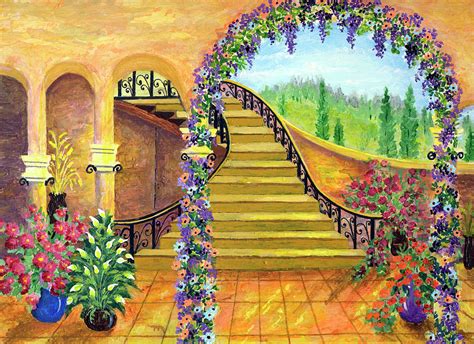 Terrace Garden Painting By Bonnie B Cook Fine Art America