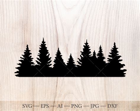 Forest Svg Treeline Silhouette Svg Cut File Pine Tree Svg Etsy