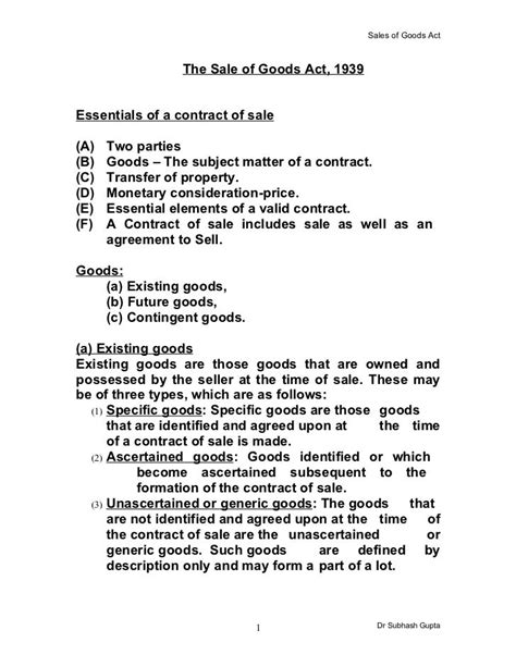 Sale Of Goods Act 1957 Case Study Sue Hemmings