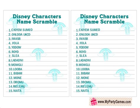 Disney Character Word Scramble Activity Pages Free Printable Vlrengbr
