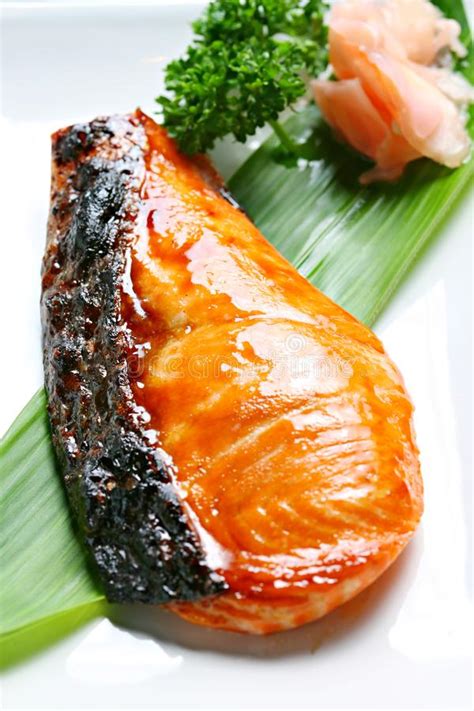 Love this steak sauce, and it's hard to find in the grocery stores!! Grilled Japanese Salmon Steak With Mushroom, Asparagus, Sliced Onion And Carrot With Soy Sauce ...