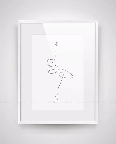 Abstract Ballerina Printable One Line Body Print Black White Etsy Dance Poster Black And