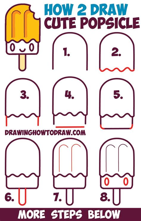 How To Draw Cute Kawaii Popsicle Creamsicle With Face On It Easy