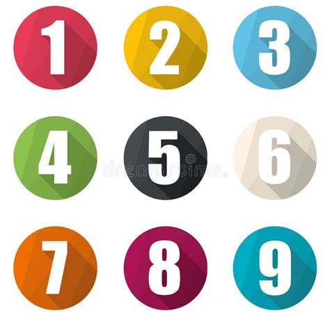 Numbers And Symbols Flat Icons Set Stock Vector Illustration Of