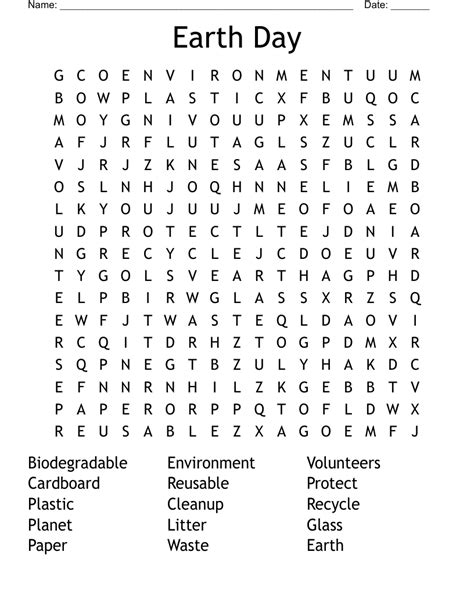 Earth Day Word Search Wordmint