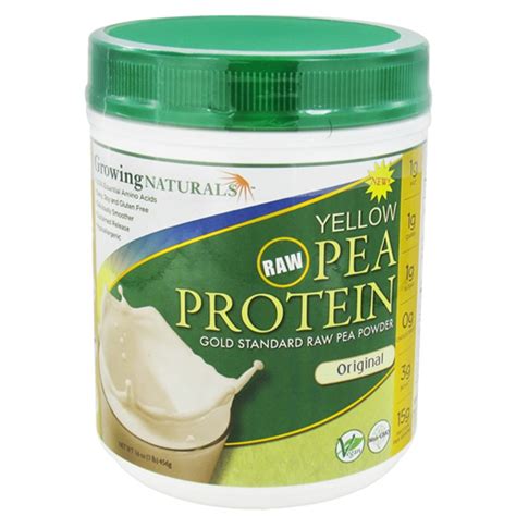 Growing Naturals Raw Yellow Pea Protein Powder Original 16 Oz