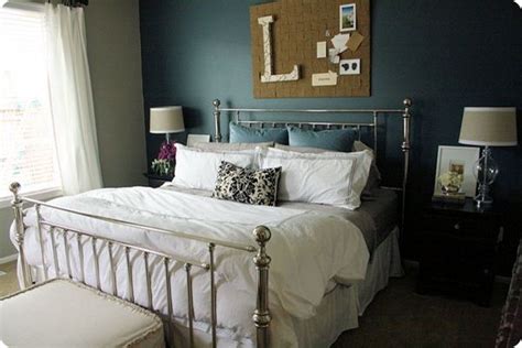 Jones Design Co Bedroom Dark Blue Accent Wall Bedford Gray On The