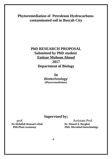 Phd Research Proposal Format