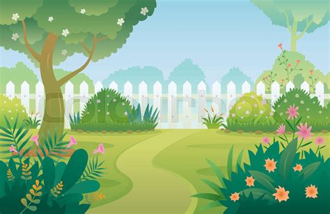 Garden And Flowers Background Stock Vector Colourbox