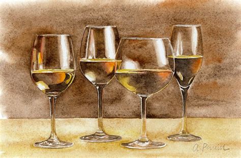 Original Watercolor Wine Glasses 12 X 7 Taças De Vinho Aquarela Taças