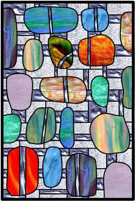 Cobb Mid Century Modern Stained Glass Bubbles And Lines Etsy