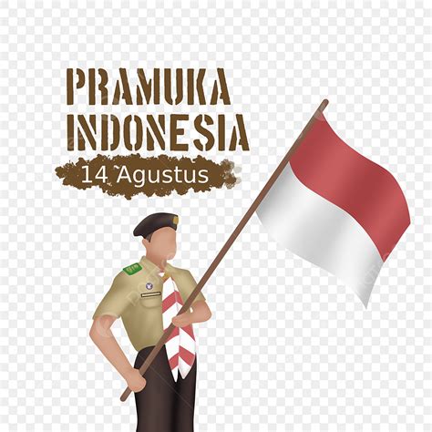 Anggota Pramuka Yang Membawa Bendera Indonesia Memperingati Hari