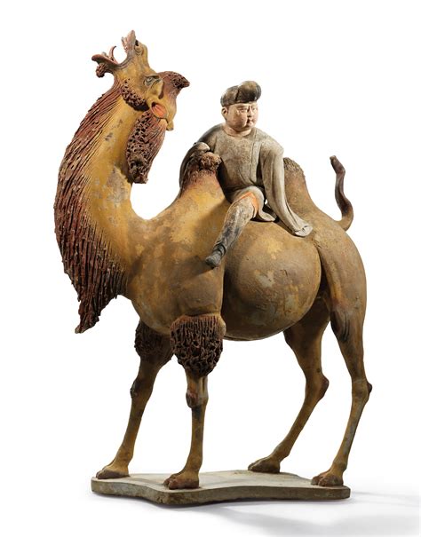 Bactrian camels are found in central asia. A FINELY PAINTED POTTERY FIGURE OF A BACTRIAN CAMEL AND ...