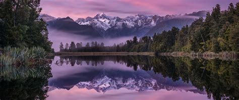 2560x1080 Resolution Mountain Reflection Over Lake In Dawn 2560x1080