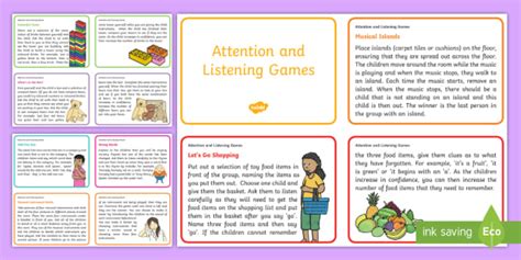 Attention And Listening Games Set 3 Cards