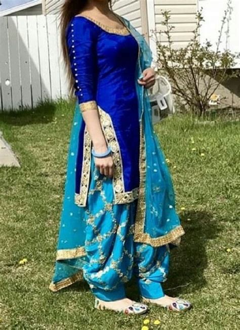 Blue Silk Cotton Embroidery Semi Stitched Patiala Salwar Suit Salwar