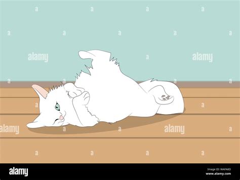 Vector Illustration Of A Cat That Sleeps In A Room Vector Stock Vector