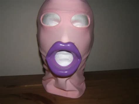 Pink Spandex Gimp Mask With Latex Sissy Lips In Red Rose Black Or Pink Size M £10 09 Picclick Uk