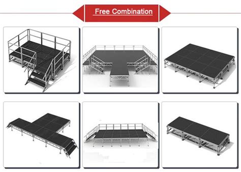 Movable 6061 Aluminum Stage Platform Assemble Adjustable 14m Height