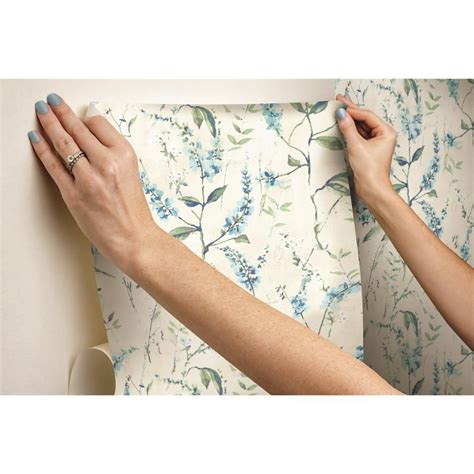 Blue Floral Sprig Peel And Stick Wallpaper Peel And Stick Wallpaper