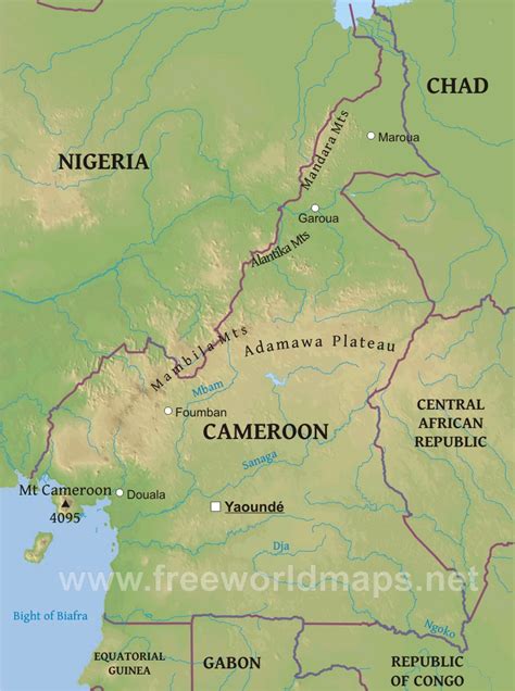 Cameroon Physical Map
