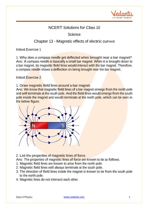 Ncert Solutions Class 10 Science Ch 13 Magnetic Effects Of Electric Current