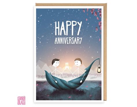 Gay Couple Happy Anniversary Card Husband Anniversary Card Etsy