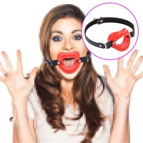 pu leather lip shape open mouth blow job oral fixation lips harness slave toy ebay