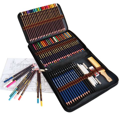 Buy Colouring Drawing Pencils 72 Piece Art Set Include Coloured