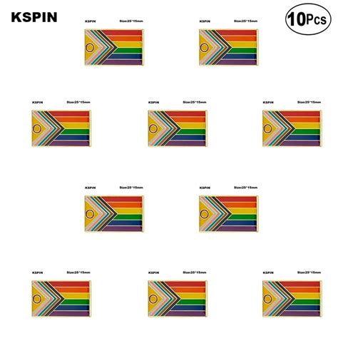 10pcs Lot Intersex รวมความคืบหน้า Pride Flag Lapel Pin Flag Badge เข็ม