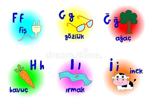 Part Of Turkish Alphabet With Examples Stock Vector Illustration Of