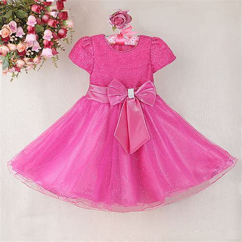 Girls Hot Pink Big Bowknot High Waist Lace Princess Dress N9460